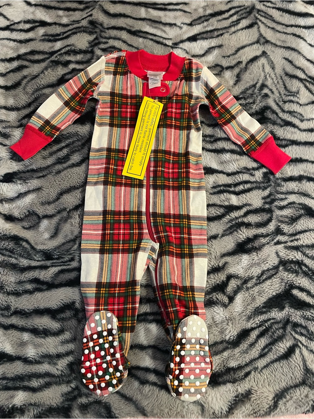 L'ovedbaby Red Plaid Footed One-Piece